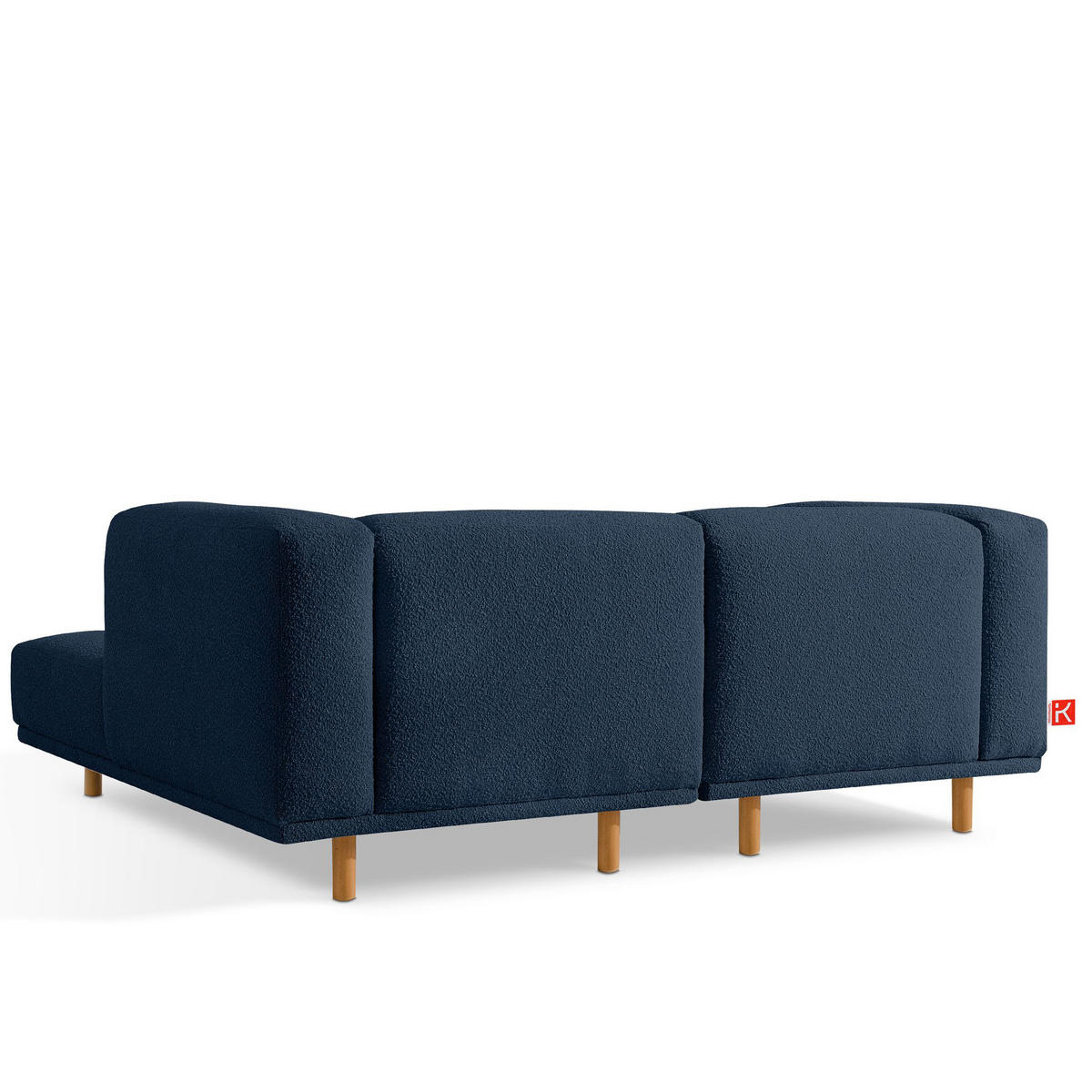 ECKSOFA-RECHTS FOSERO, Bouclé - Buchefarben/Dunkelblau, Holz/Holzwerkstoff (204/155cm) - KONSIMO®