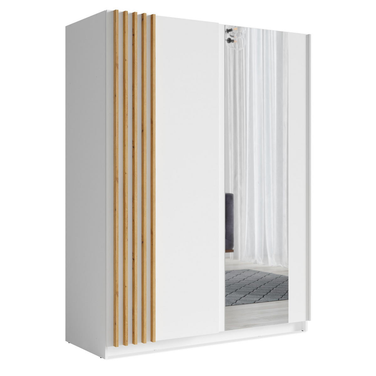 SCHIEBESCHRANK CASTARI Weiß / Artisan Eiche - Weiß/Eiche Artisan, Holzwerkstoff (150.6/198.5/62cm) - KONSIMO®