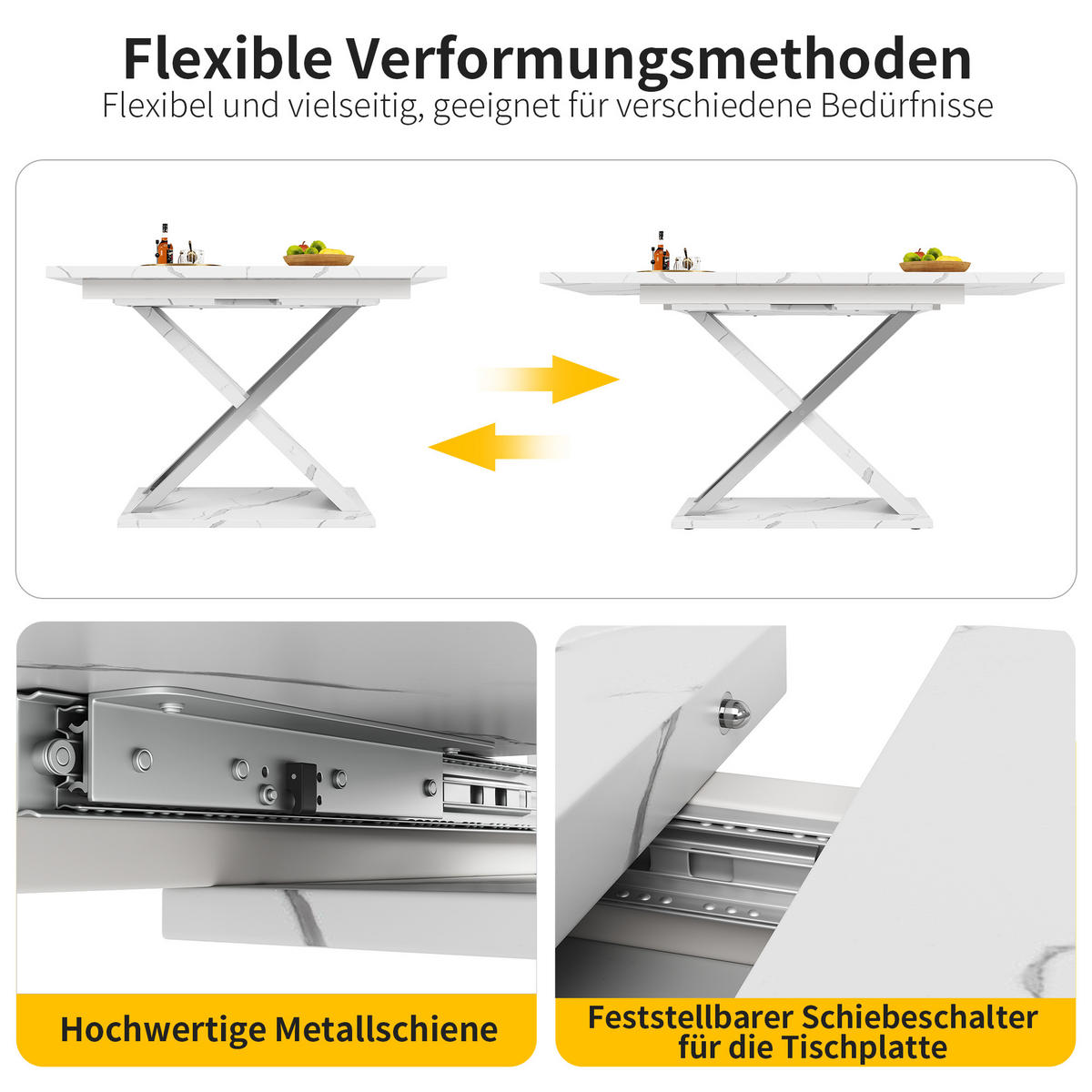 ESSTISCH Weiß 157/75/76.4 cm - Weiß, Holz/Metall (75/157/76.5cm) - Urban Meuble