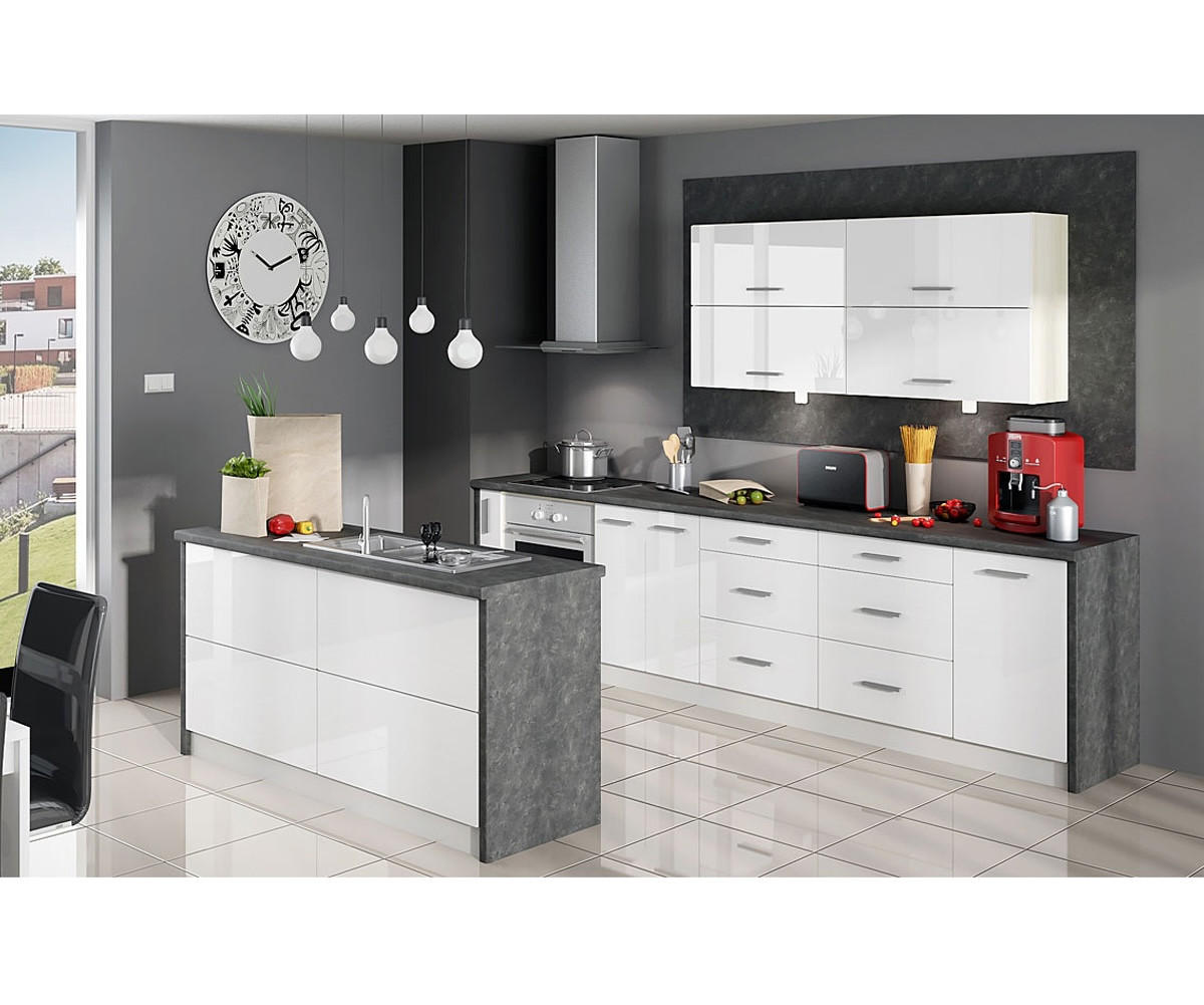 WINKELKÜCHE Platinium grau matt / weiß hochglanz 15-teilig - Weiß/Grau, Holzwerkstoff (305/168/160cm) - Feldmann-Wohnen