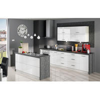 WINKELKÜCHE Platinium grau matt / weiß hochglanz 15-teilig - Weiß/Grau, Holzwerkstoff (305/168/160cm) - Feldmann-Wohnen