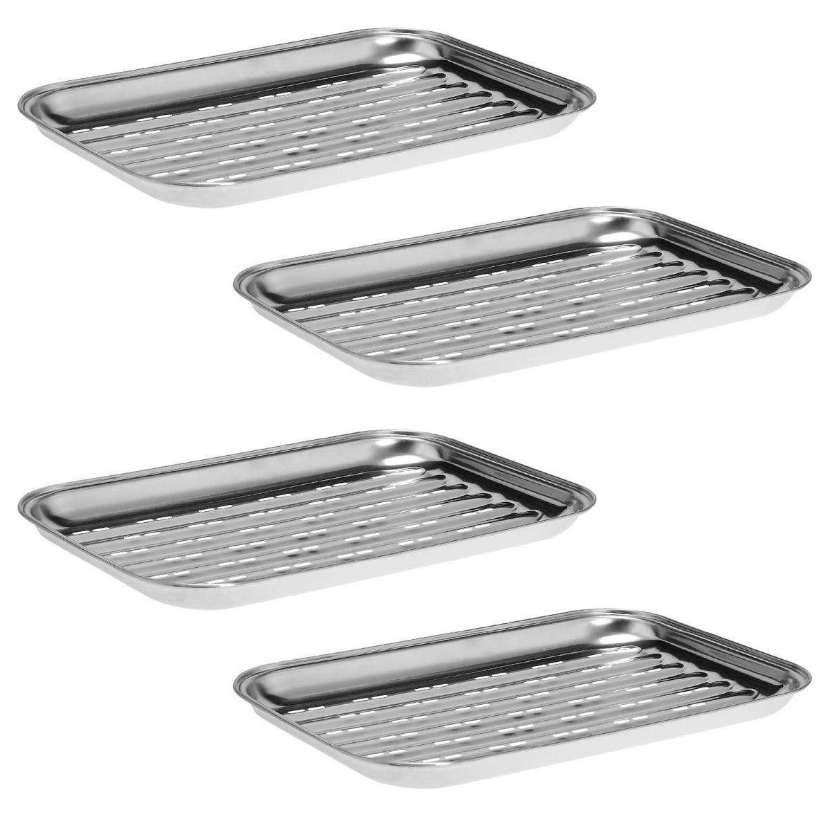 GRILLSCHALE 4er-Set, silber, Edelstahl - Edelstahlfarben, Metall (35/2.5/24.5cm) - bremermann