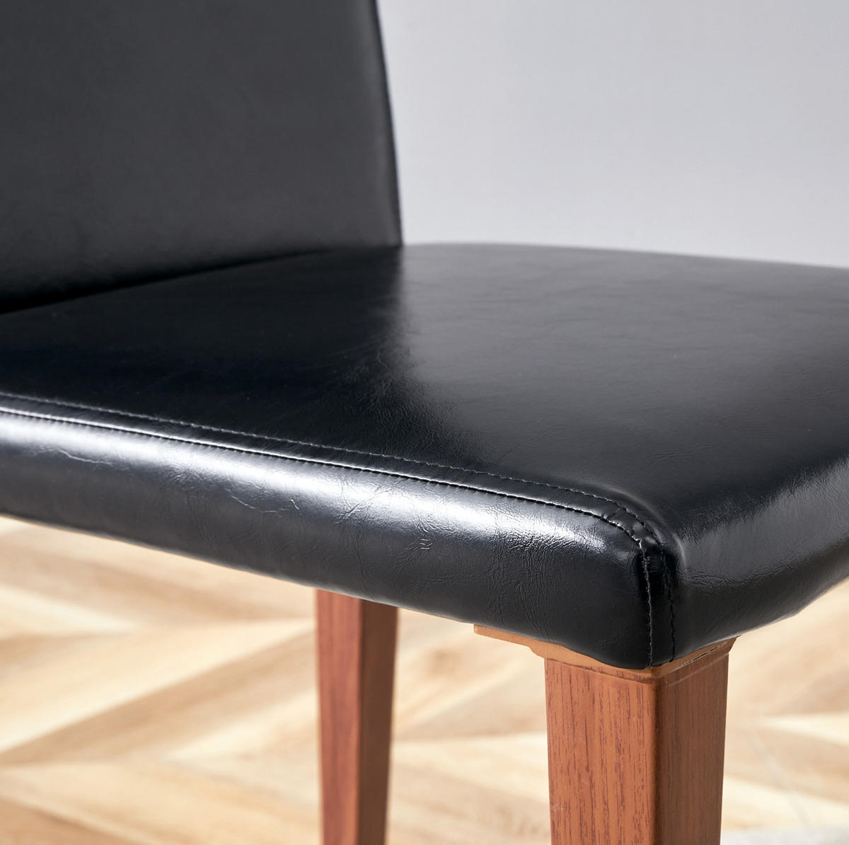 ESSZIMMERSTUHL 4er-Set 90 cm PU-Leder Schwarz Nussbaumoptik - Schwarz, Metall (47/90/41cm) - Meubliv