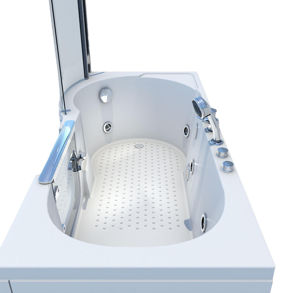 SENIORENDUSCHE Whirlpool mit Tür S12D-EH-WP-R-EC - Weiß, Glas/Kunststoff (170/200/85cm) - AcquaVapore by Sandra Jentho