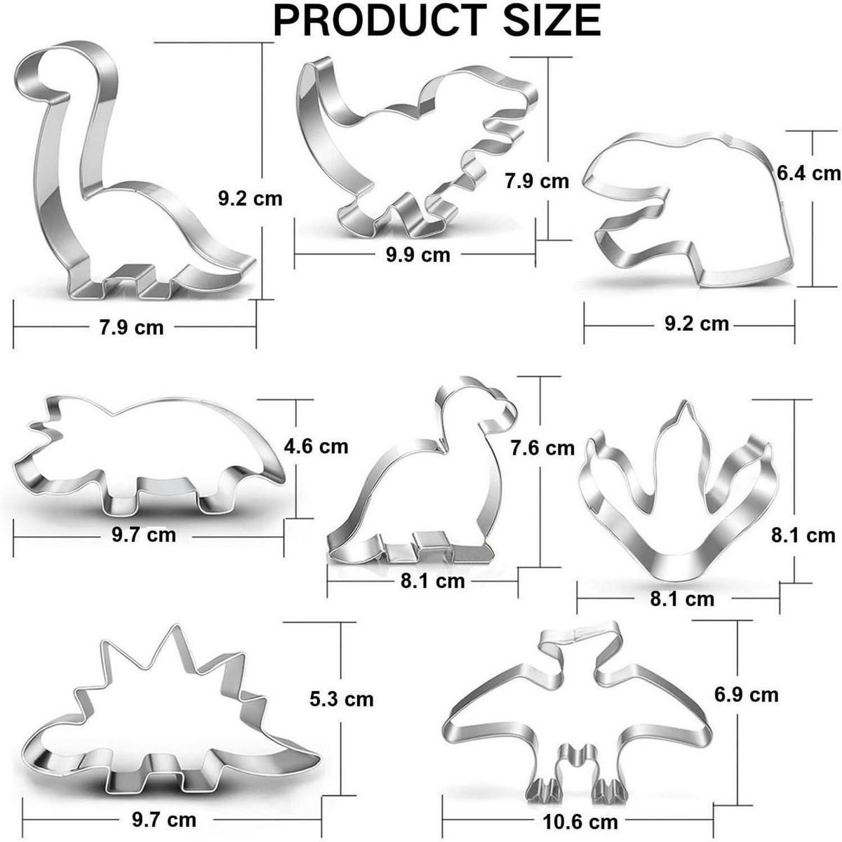 AUSSTECHER Set Dinosaurier 8-teilig - Silberfarben, Metall (30/2/20cm)