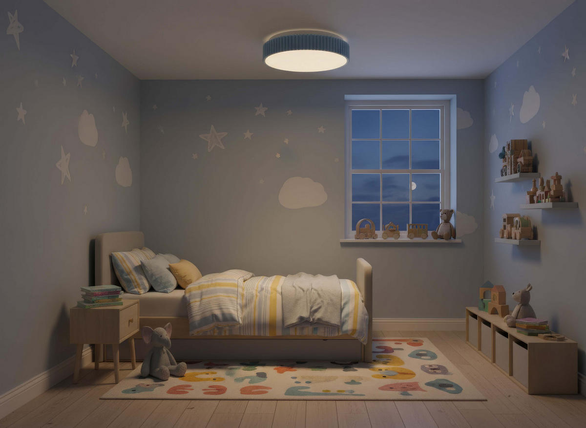 LED-KINDER-DECKENLEUCHTE Wolke Blau Ø 31 x 8 cm - Blau, Kunststoff (31/31/8.5cm) - Northpoint