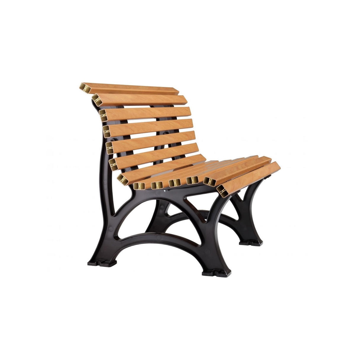 GARTENBANK Jamaika 2 Sitzer Holzoptik 80 x 120 x 64 cm Witterungskunststoff & UV Beständiger Kunststoff - Beige, Kunststoff (120/80/64cm) - PROREGAL