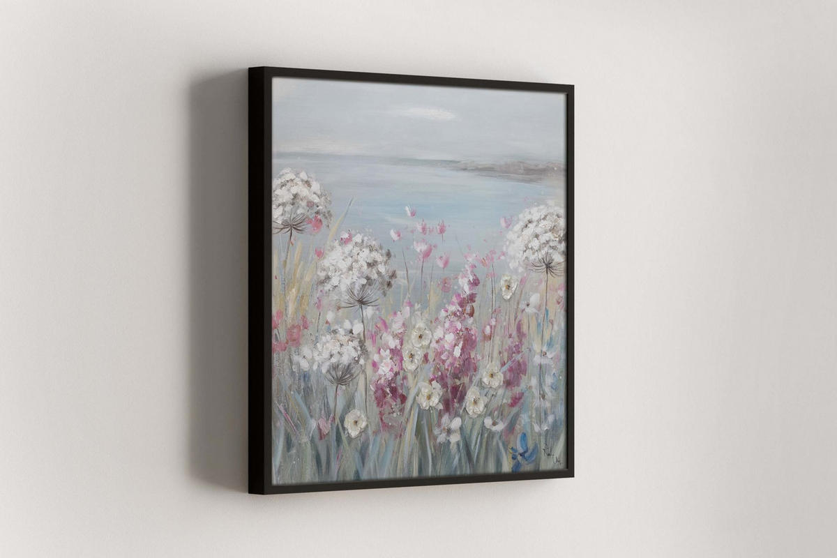 ACRYLBILD HANDGEMALT 80/80 cm - Blau/Pink, Holz/Textil (80/80cm) - KUNSTLOFT