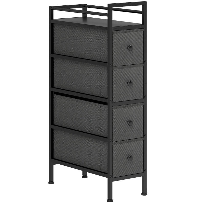 KOMMODE 20 cm Schwarz aus Holzwerkstoff mit 4 Schubladen - Schwarz, Holz (43/81.5/20cm) - OKMYHOME