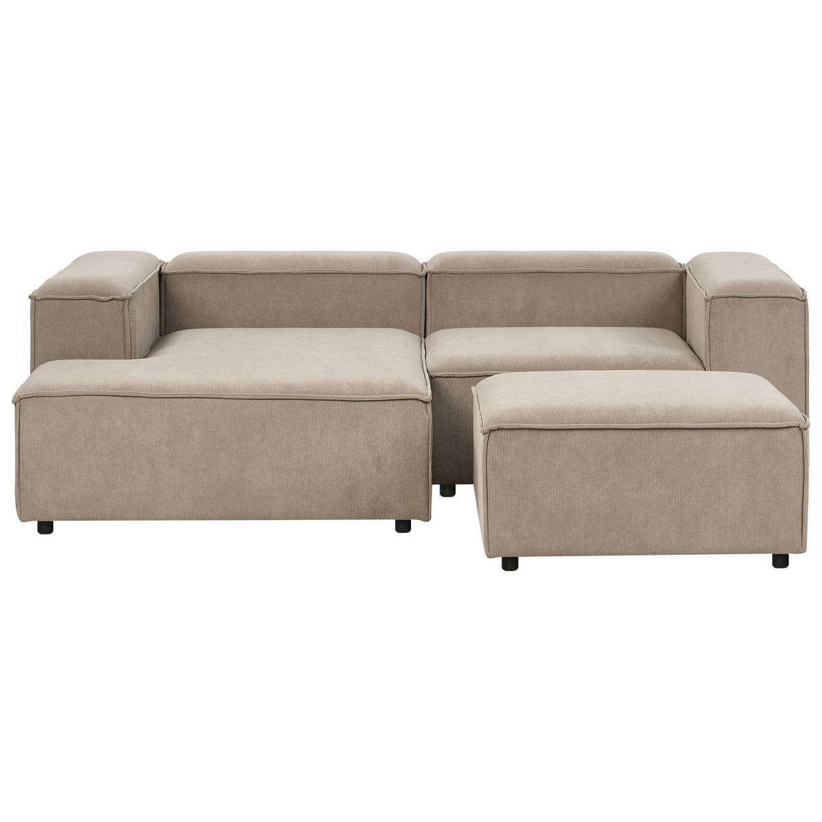 ROHOVÁ POHOVKA modul 3-místná pravostranná Světle hnědá Manšestr s otomanem Ardal - světle hnědá, textil (240/180cm) - Beliani