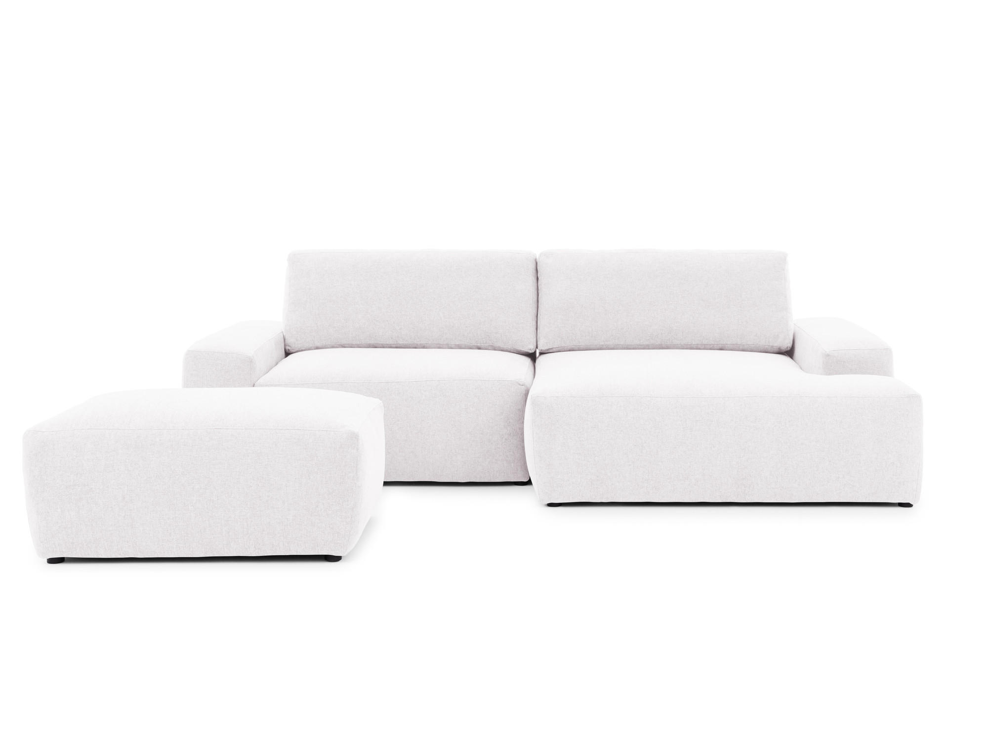 ECKSOFA inkl. Hocker Lennon aus Creme Strukturstoff mit Schlaffunktion und Bettkasten - Creme/Schwarz, Holz/Kunststoff (264/137cm) - S-Style