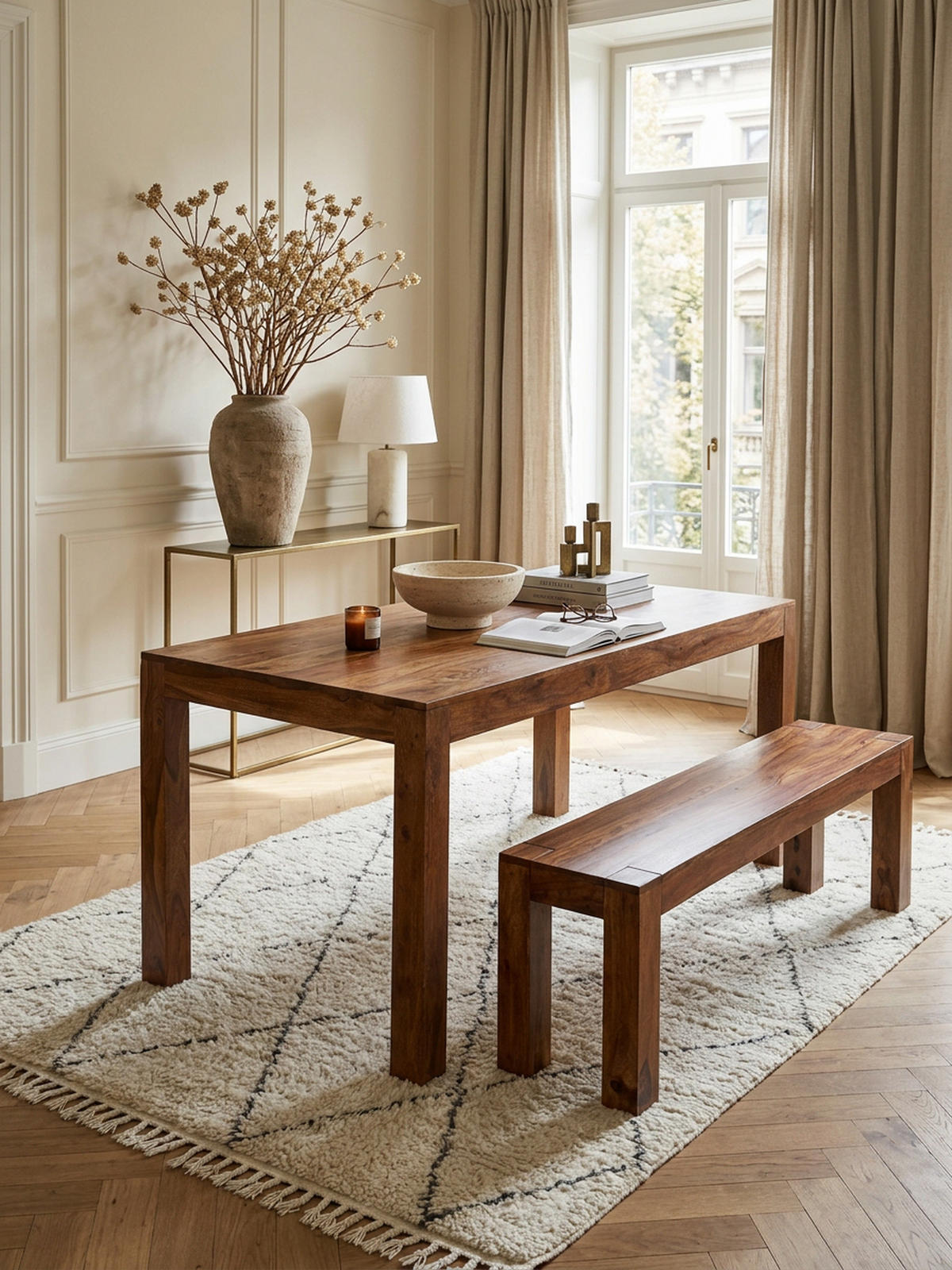 ESSTISCH Massivholz Akazie Rechteckig Handgefertigt NAKO, Braun 140x80x76 cm - Dunkelbraun/Braun, Holz (80/140/76cm) - KADIMA DESIGN