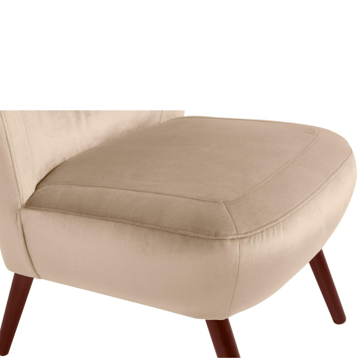 SESSEL Kathy Bezug Samtvelours Buche nussbaum dunkel / sand - Gelb, Kunststoff (70/86/69cm) - 58aufmkessel