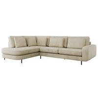 ROHOVÁ SEDAČKA CALENO L - Béžová Samet - Pravá Strana - černá/béžová, kov/textil (317/225cm) - MKS