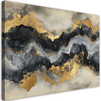 LEINWANDBILD Schwarz-weißer Marmor mit Gold - Goldfarben, Textil (60/40cm) - Feeby
