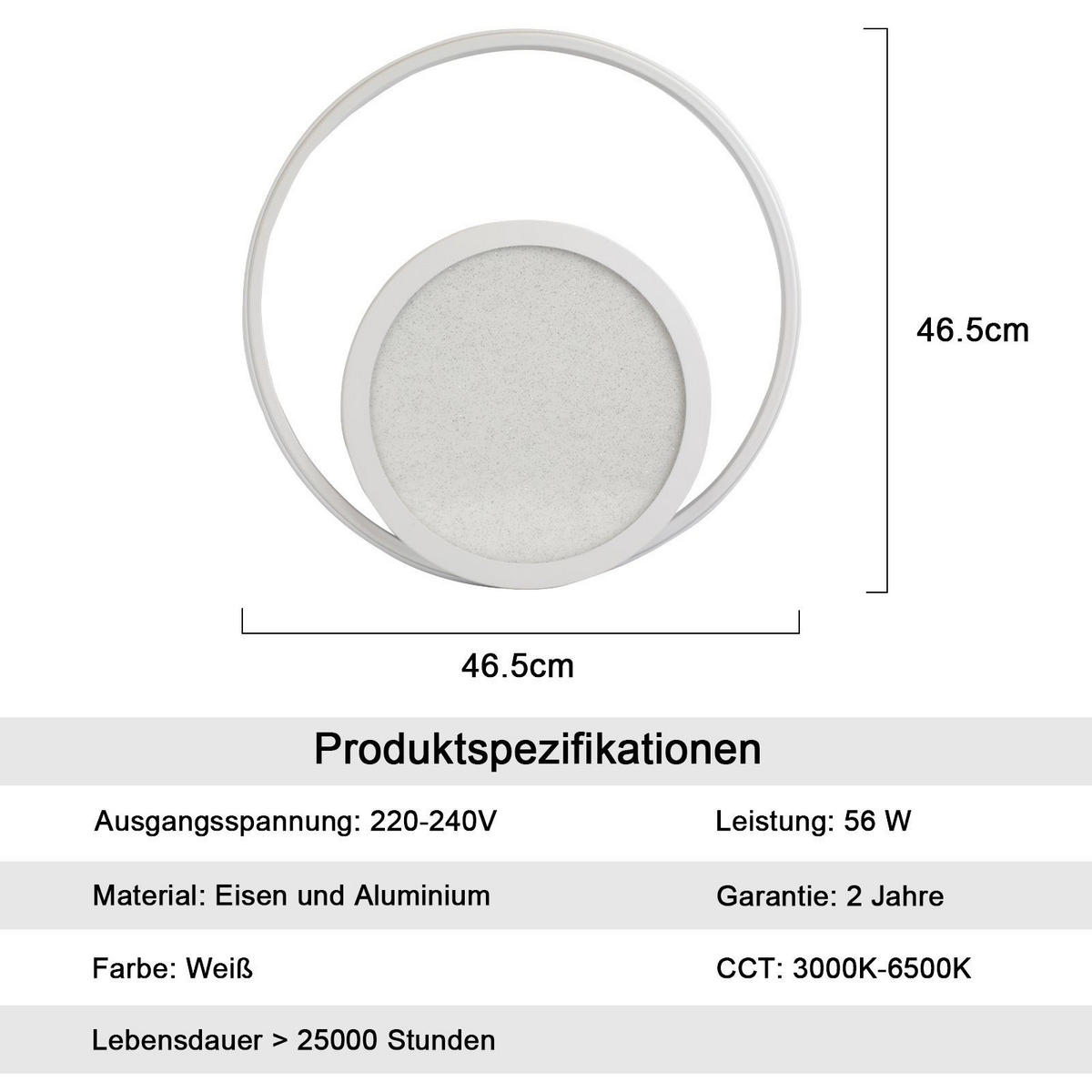 LED-DECKENLEUCHTE Bruno 47/47/7 cm - Weiß, Metall (47/47/7cm) - Nettlife