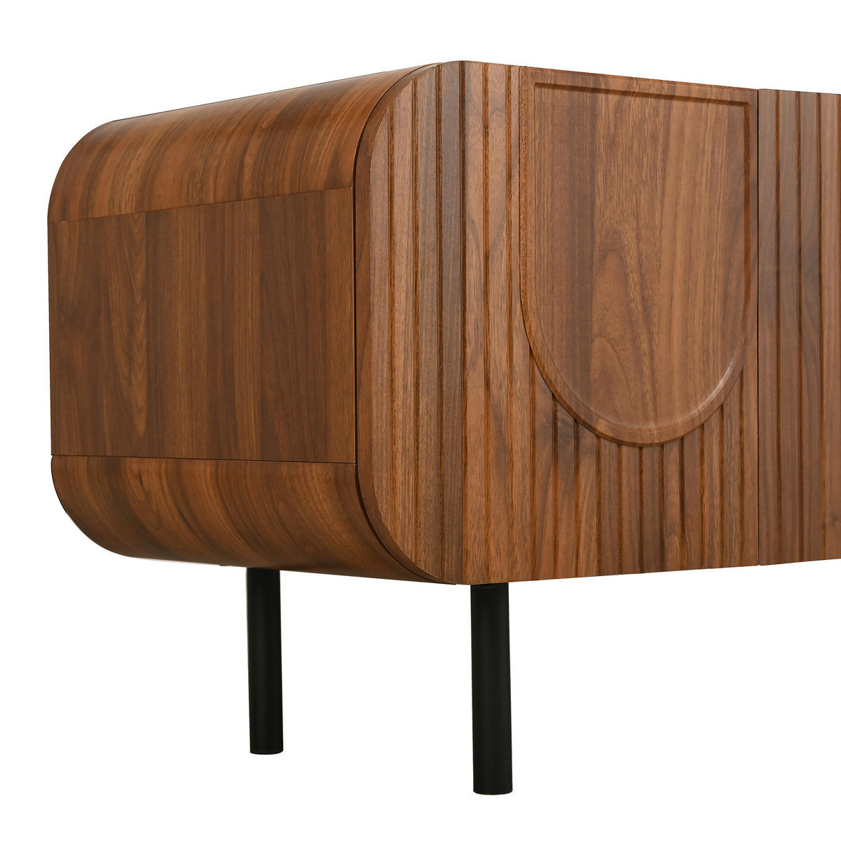 TV niska komoda 180/40/47,5 cm u boji oraha s 3 vrata i 2 ladice - smeđa, drvni materijal (180/47.5/40cm) - CHICFURN