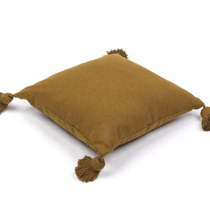 DEKOKISSEN mit Pompons 45/45/7 cm - Braun, Naturmaterialien (45/45cm) - Today
