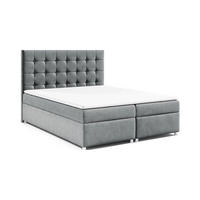 BOXBETT mit Bettkasten Trinity K9 Bonellfederkern inkl. Topper - Grau, Holz/Holzwerkstoff (200/200cm) - Best For Home