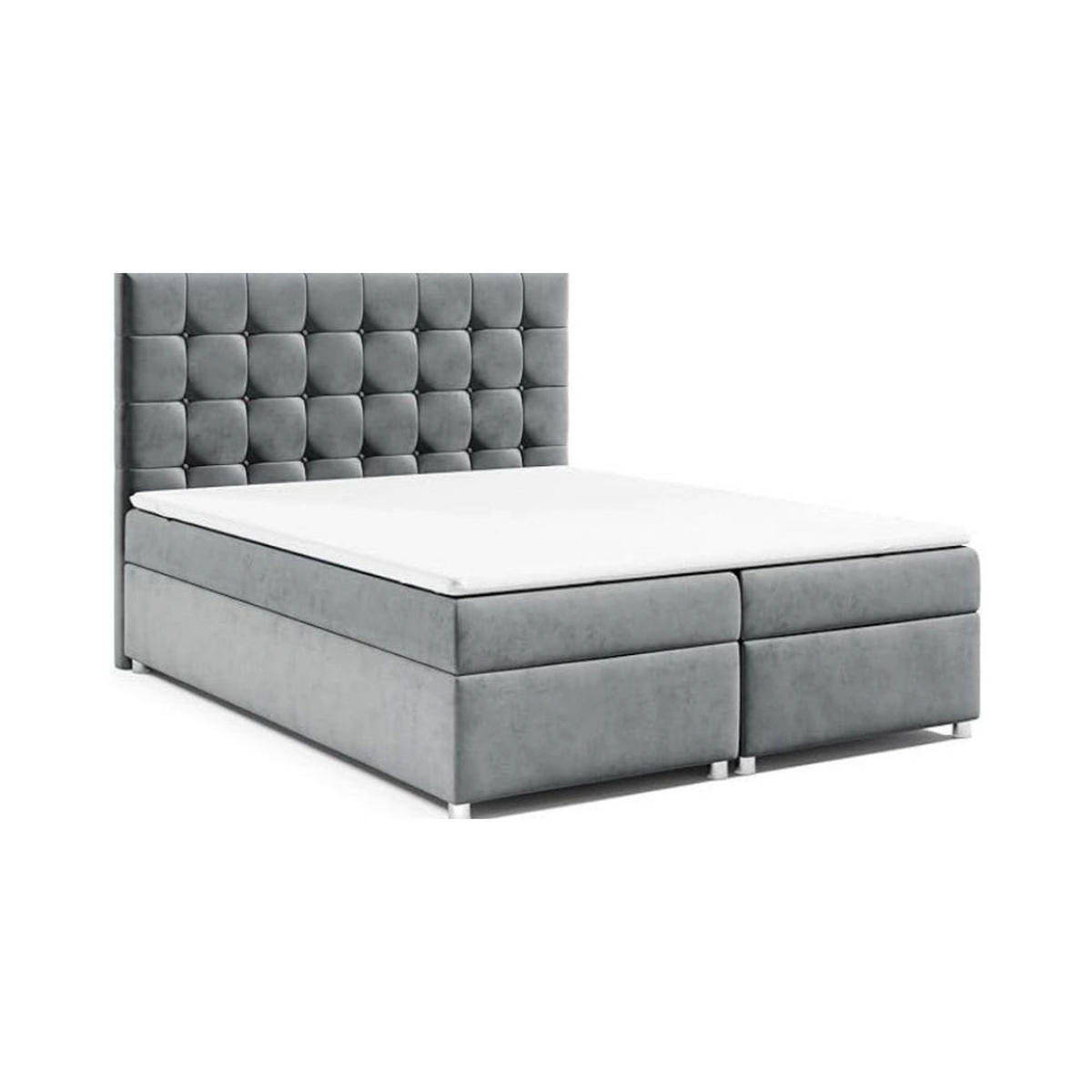 BOXBETT mit Bettkasten Trinity K9 Bonellfederkern inkl. Topper - Grau, Holz/Holzwerkstoff (200/200cm) - Best For Home