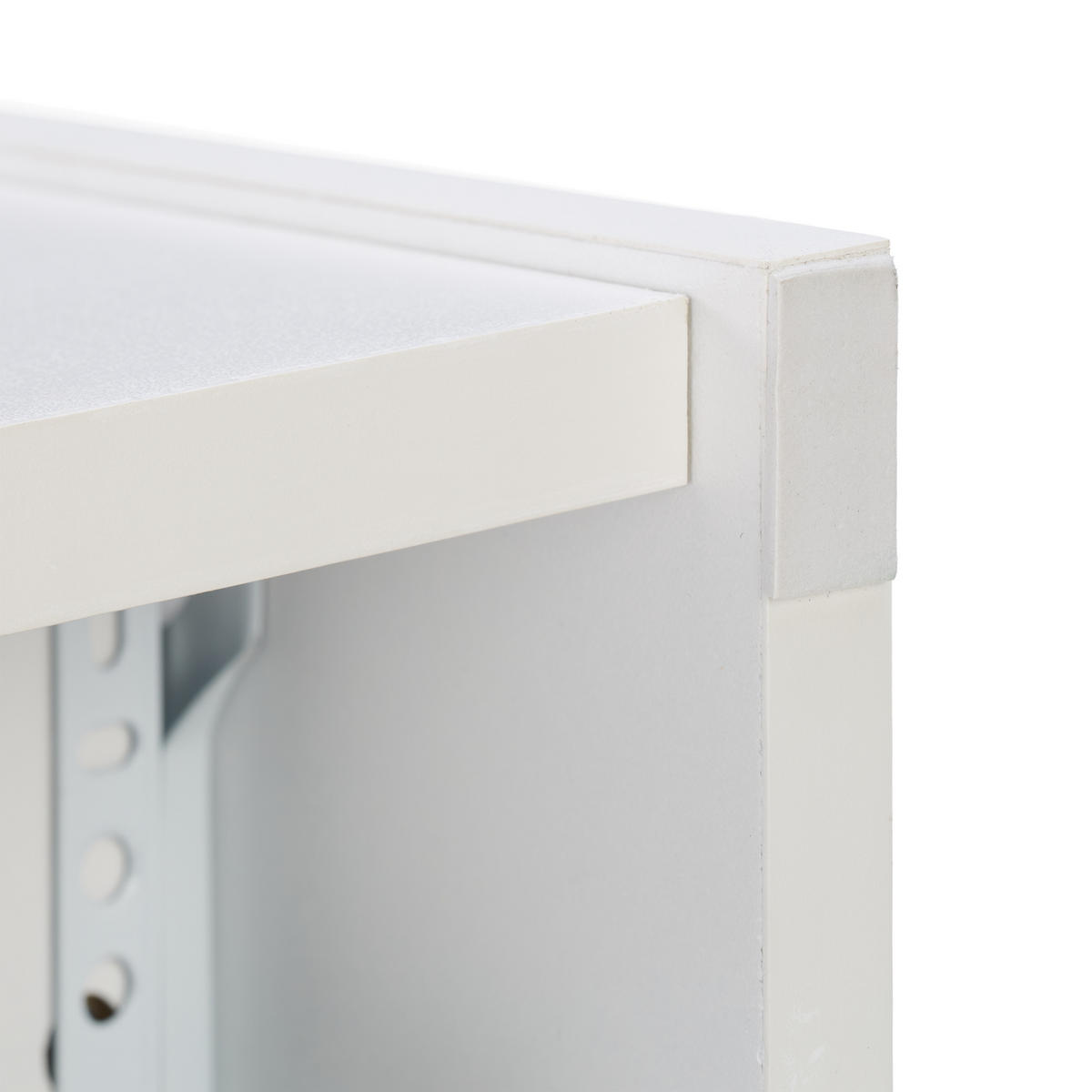 SKRIŇA do kúta - biela, kov/kompozitné drevo (20/61.5/45cm) - Relaxdays