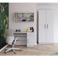 JUGENDZIMMER Arivo in Weiß 3 teilig Kinderzimmer Komplett Set mit Kleiderschrank, Schreibtisch und Wandregal - Weiß, Holzwerkstoff (80/200/120cm)