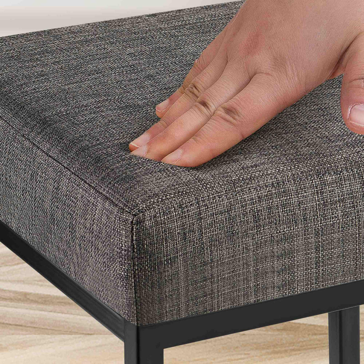 BARHOCKER Stoff grau - Schwarz/Grau, Textil/Metall (37/78/37cm) - CLP