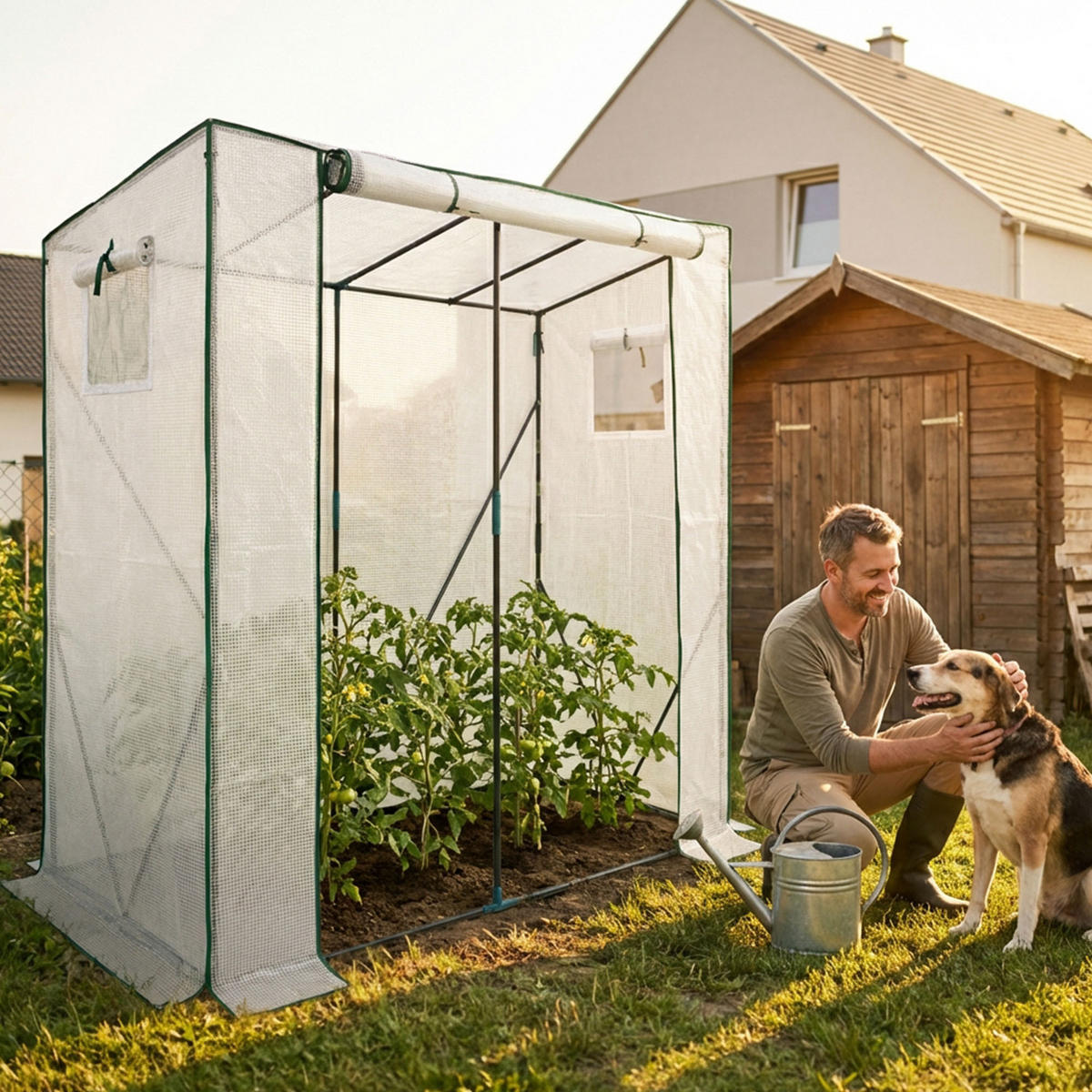 GEWÄCHSHAUS in Hausform, Weiß, 202x80x170 cm - Weiß, Metall (202/170/80cm) - Akord