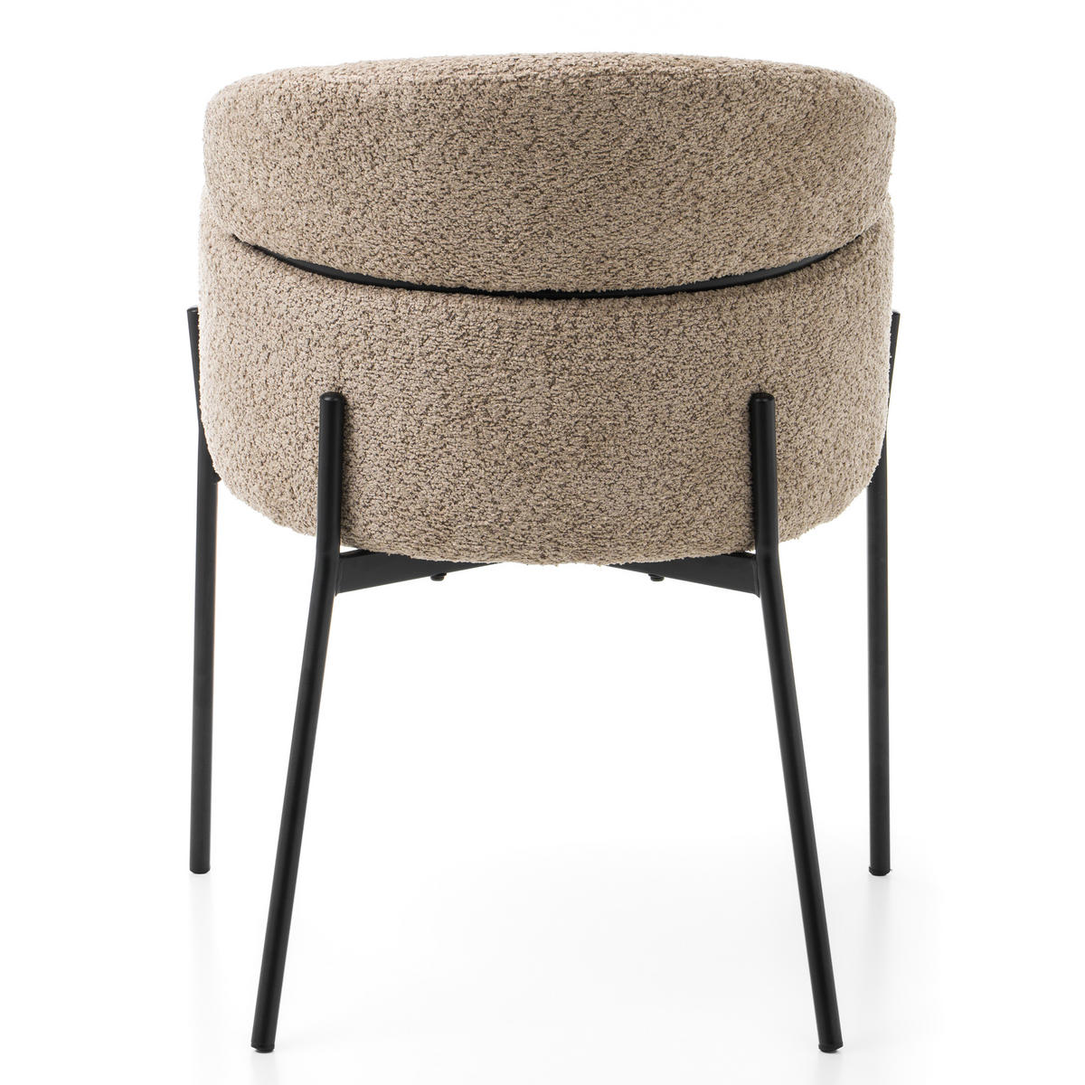 STUHL BOLZANO gepolsterter mit Steppung - dunkelbeige - Boucle - Beige/Schwarz, Textil/Metall (62/80/61cm) - NEW HOME