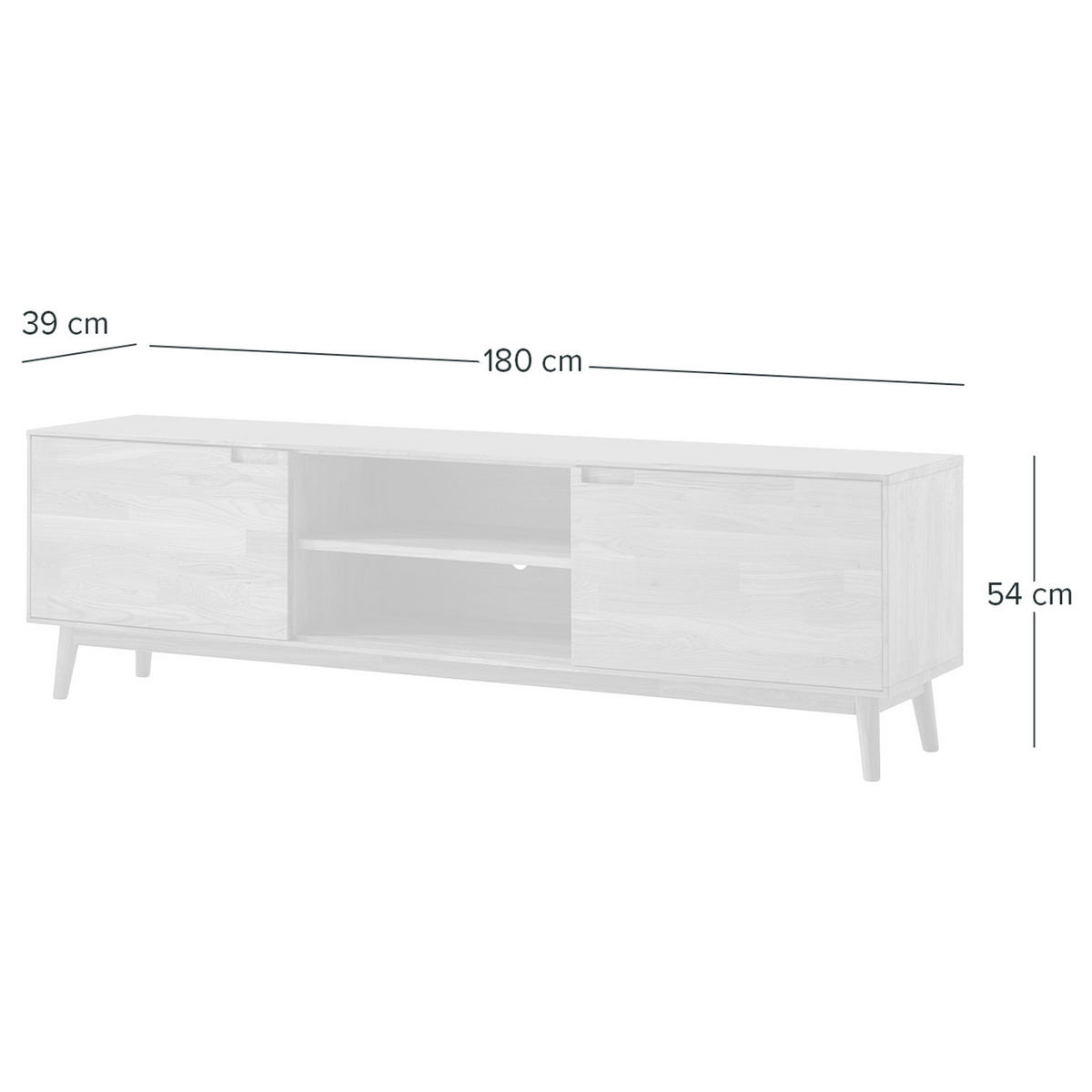 TV-LOWBOARD - Eiche massiv - Eiche - Eichefarben/Braun, Eichenholz/Holz (180/54/39cm) - home24