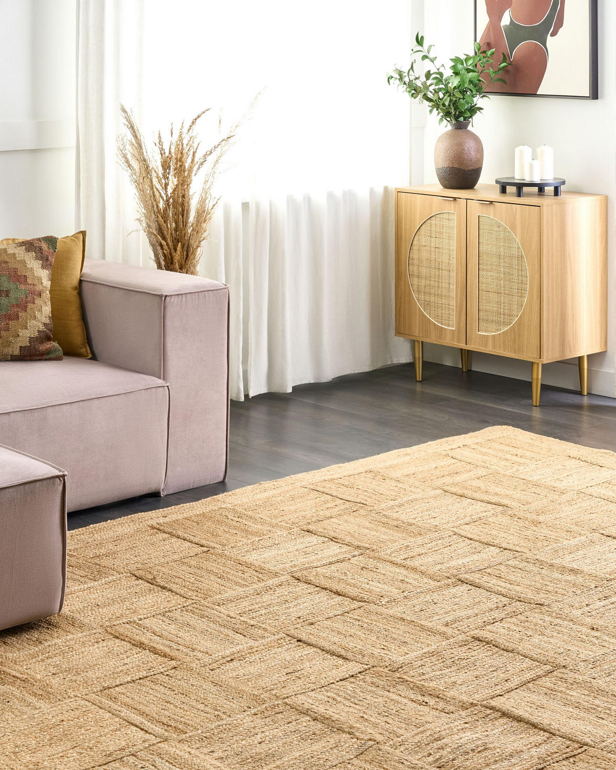 TEPPICH geflochten Beige 300/400 cm Esentepe - Beige, Naturmaterialien (300/400cm) - Beliani