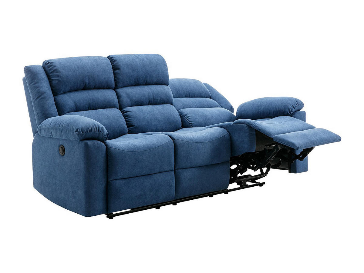 RELAXSOFA - 3 Personen - stoff - blau Burolo - Blau, Textil (199/103/95cm) - Vente-Unique