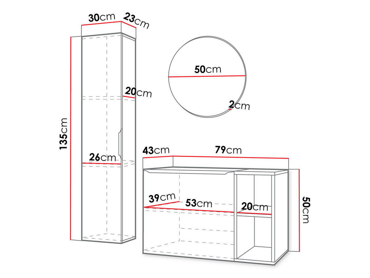 BADMÖBEL-SET Mogares I - Goldfarben/Weiß, Holzwerkstoff/Metall (79/79/43cm) - MIRJAN24