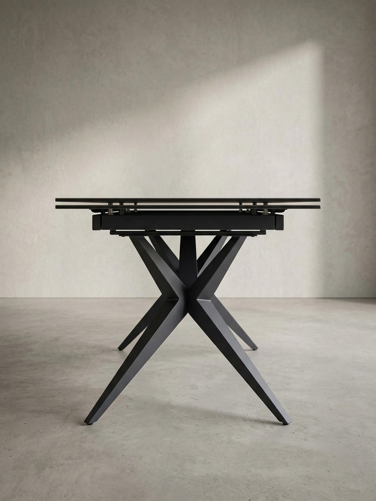 ESSTISCH Ausziehbar Keramik Glas Marmoroptik Groß, Schwarz 180x95x76 cm - Schwarz, Keramik/Metall (95/180/76cm) - KADIMA DESIGN