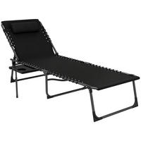 SONNENLIEGE DE-15647 5-fach verstellbar mit Tablett Schwarz - Schwarz, Metall (60/31/190cm) - ComfortXL