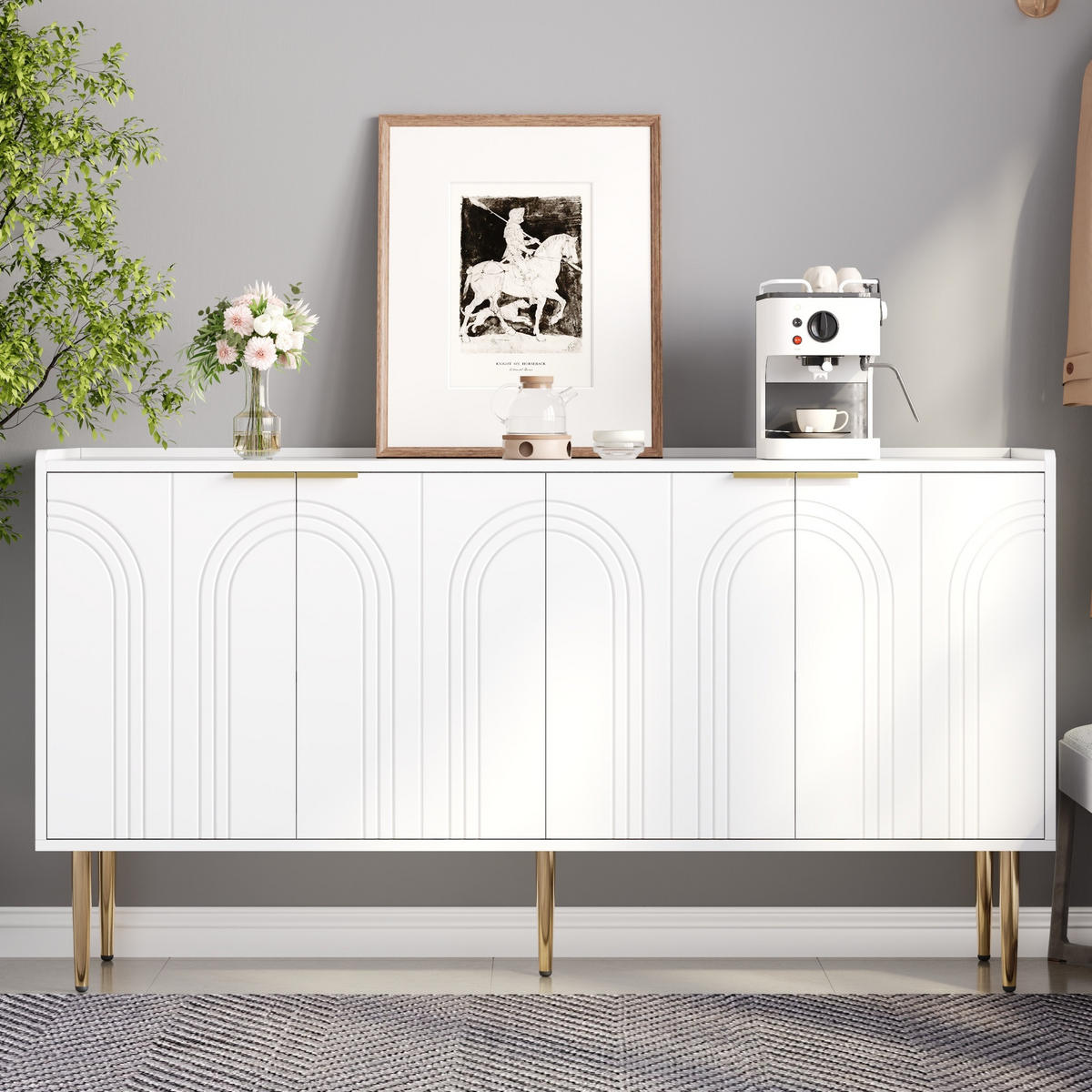 SIDEBOARD Weiß 140/38/75 cm - Weiß, Holzwerkstoff (140/75/38cm) - PANGIVO