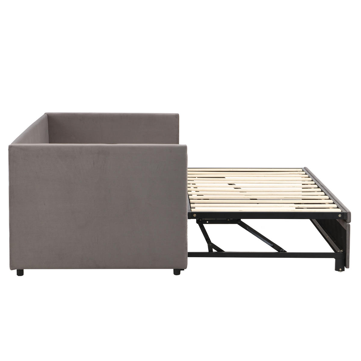 AUSZIEHBETT 90/180/200 cm DE-01728, in Dunkelgrau, mit Lattenrost - Dunkelgrau, Holz (90/200cm) - ComfortXL