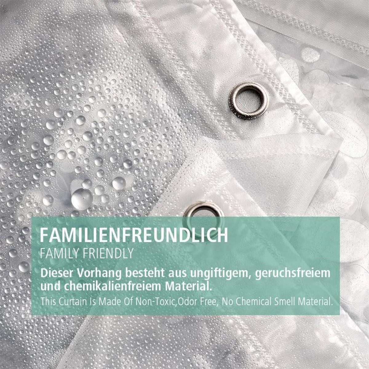 DUSCHVORHANG Kieselstein 183 x 200 cm Transparent - Transparent, Kunststoff (200/180cm)