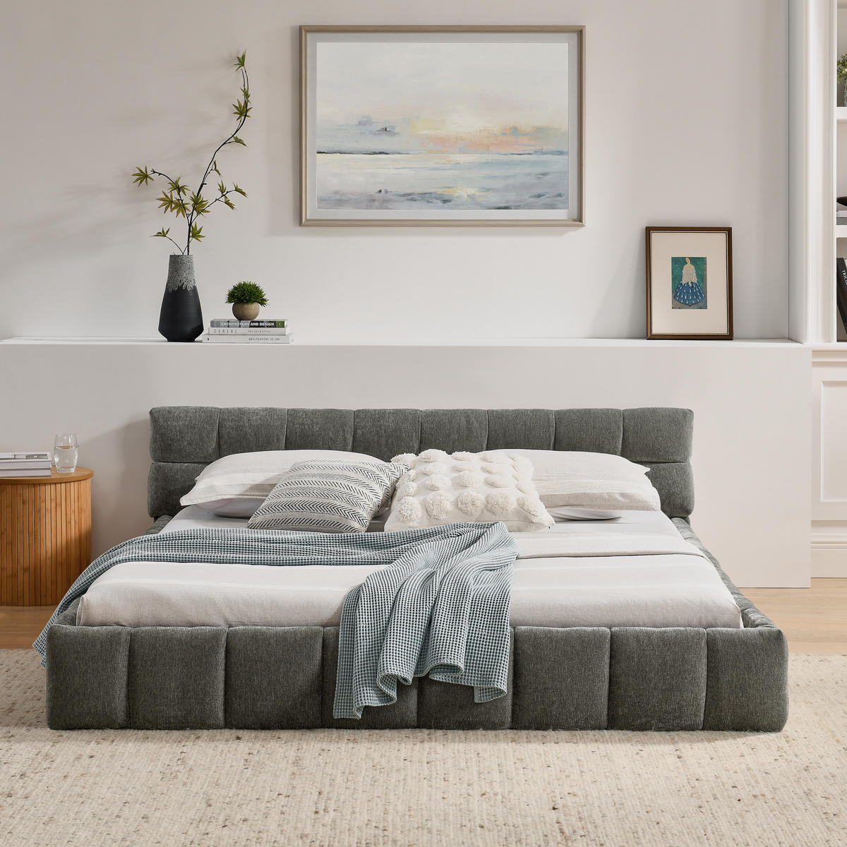 POLSTERBETT 160x200 cm Chenille grau - Dunkelgrau, Kunststoff (160/200cm) - LEBENLANG