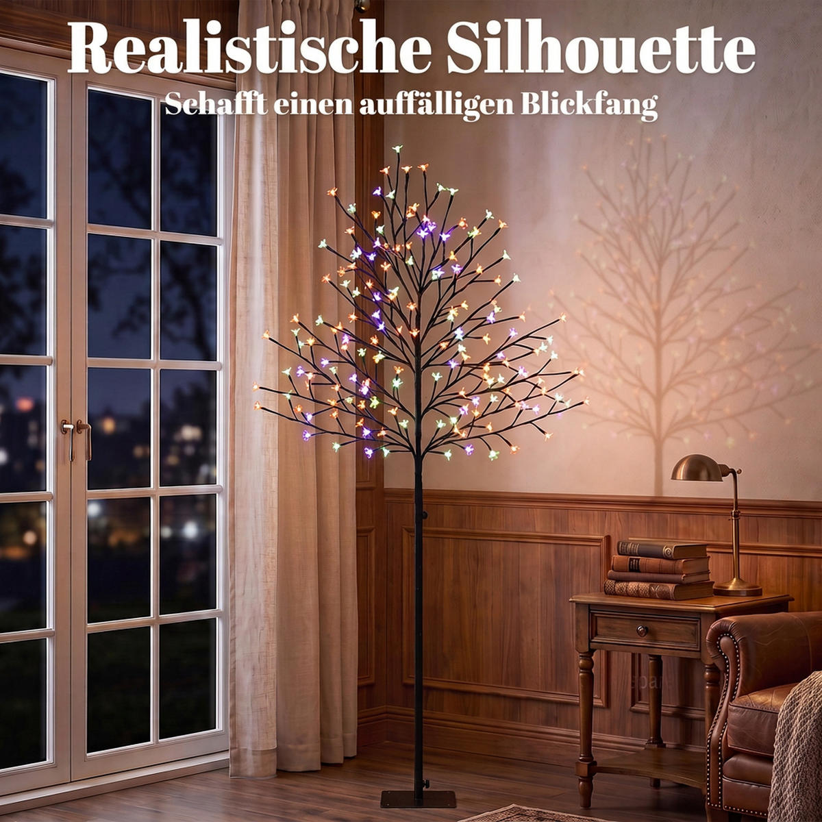 BELEUCHTETER-KIRSCHBLÜTENBAUM Stahl Transparent - Schwarz, Metall (55/150/55cm) - HOMCOM