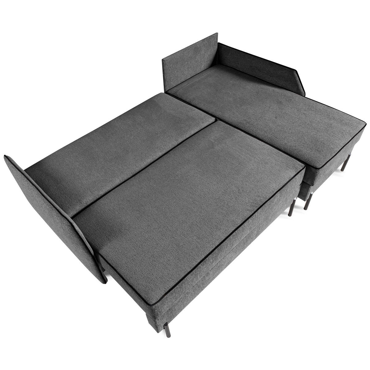 ECKSCHLAFSOFA Livio mit Schlaffunktion und universeller Ottomane, Grau - Grau, Textil (213/155cm) - Beautysofa