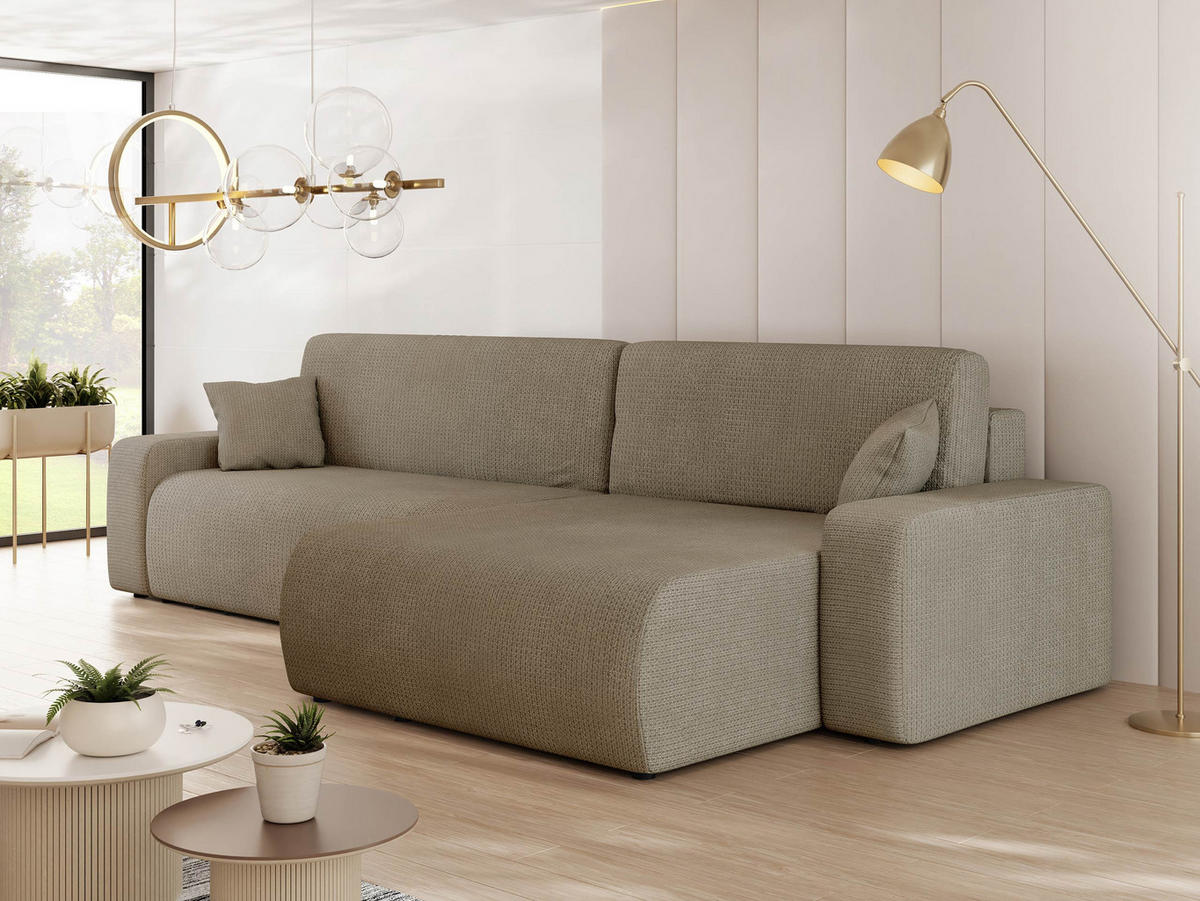 ECKSOFA Piano - Hellbraun/Schwarz, Holz/Kunststoff (274/145cm) - MIRJAN24