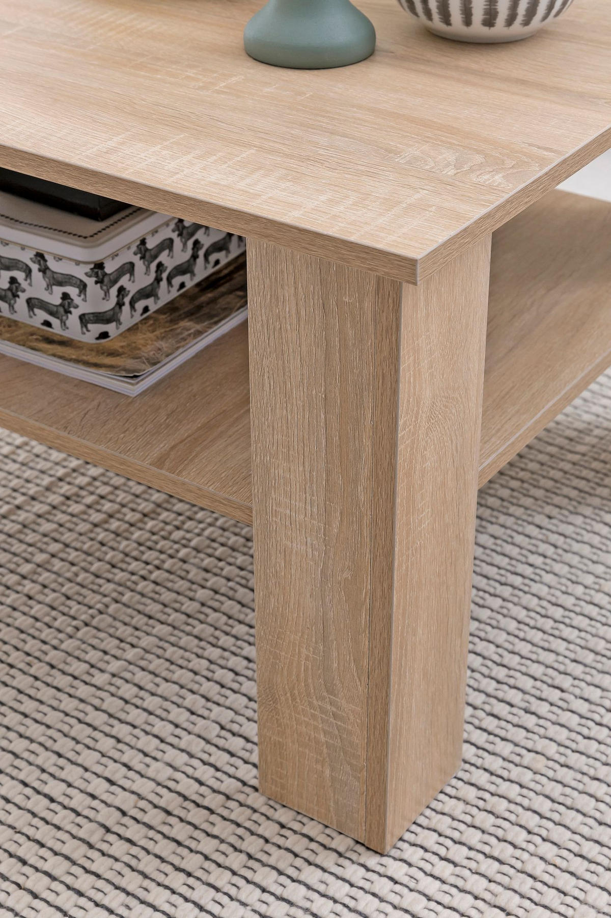 COUCHTISCH NIDDA aus Sonoma Eiche, kratzfest und Ablagefläche, Beige 60x60x42 cm - Beige, Holz (60/60/42cm) - KADIMA DESIGN