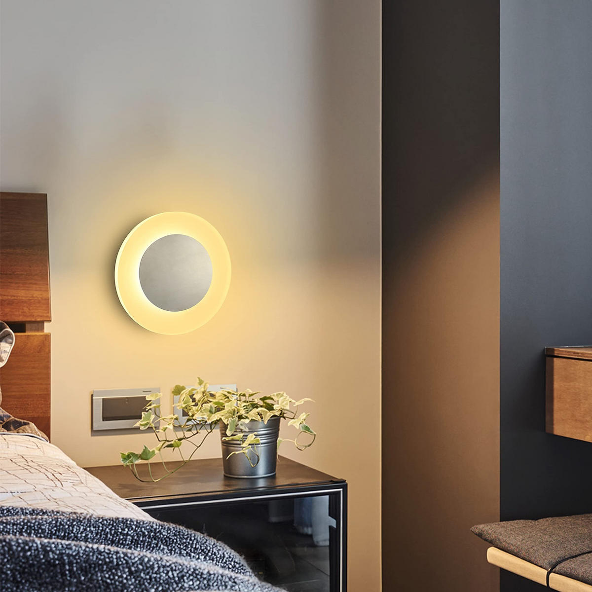 LED-WANDLEUCHTE Glimmering 16/16/4.8 cm - Schwarz, Metall (16/4.8/16cm) - ZMH