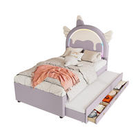 KINDERBETT 90/200 cm Einhornform Violett mit ausziehbarem Rollbett - Violett, Kunststoff (90/200cm) - OKWISH