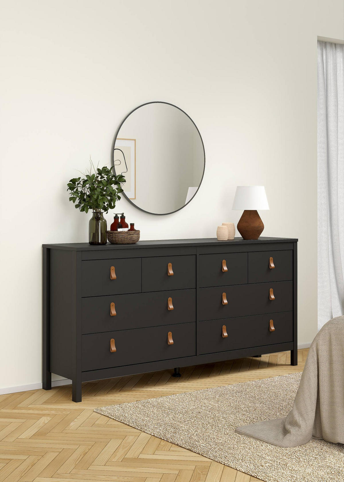 KOMMODE Schwarz 38.4/159.6/79.7 cm - Schwarz, Holzwerkstoff (159.6/79.7/38.4cm) - DMORA