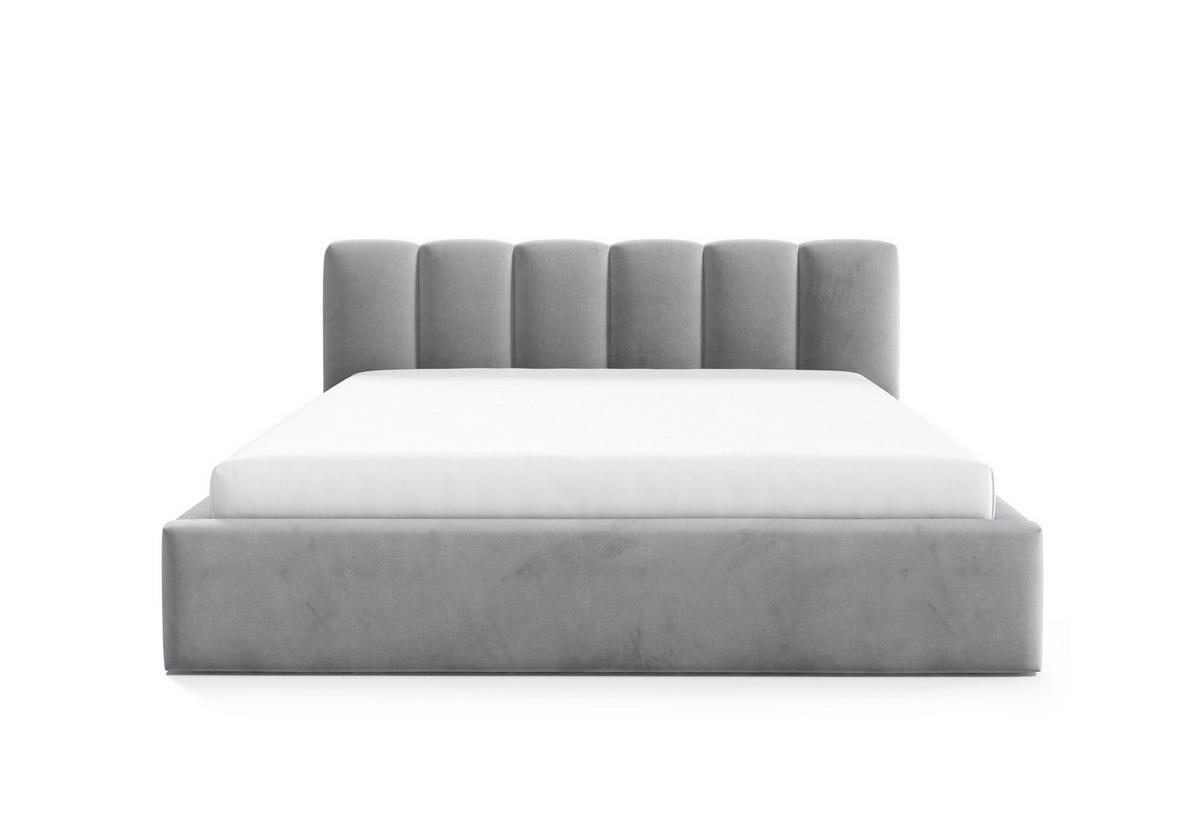 POLSTERBETT BERGO, 180x200 cm, Doppelbett mit Bettkasten, Velourstoff, Frabe: Grau - Grau, Holz/Textil (180/200cm)