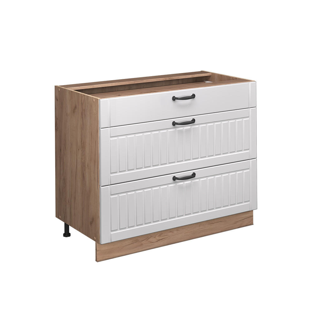 KÖKSUNDERSKÅP Fame-Line, Vitt hus på landet/Goldkraft ek, 100 cm utan bänkskiva Vit, Honungsek 82/100/51.6 cm
