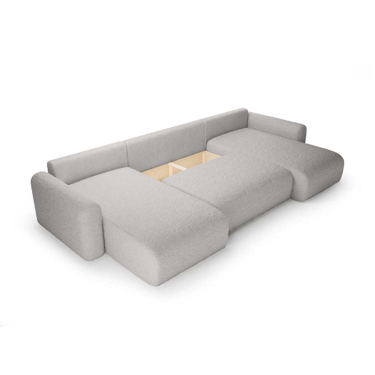 WOHNLANDSCHAFT mit Schlaffunktion Thekla U, Hellgrau - Hellgrau, Textil (366/70/150cm) - Fedve