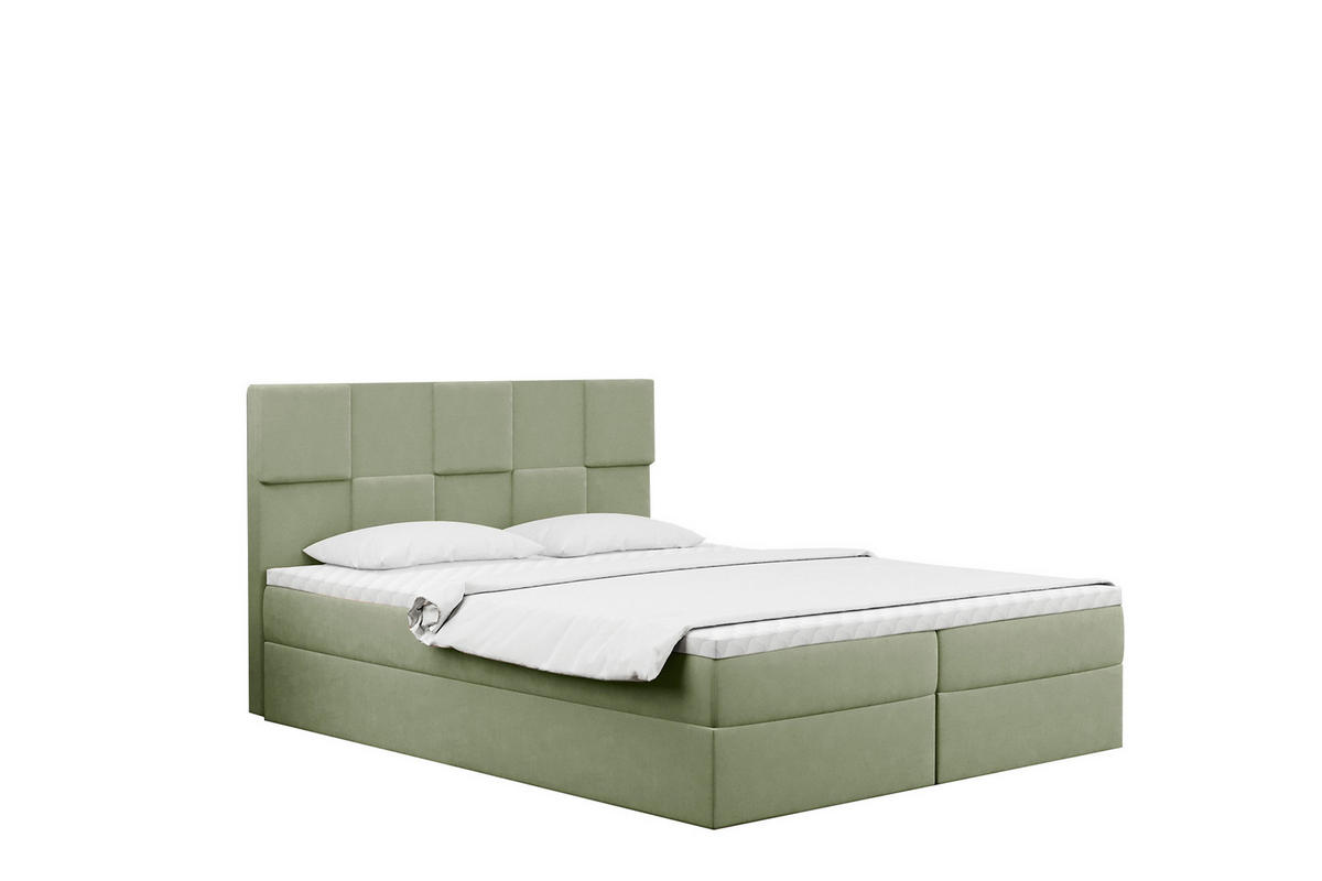 BOXBETT mit Bettkasten und Matratze CLARA Stoff Velvet Grün 160x200 cm - Grün, Holz/Textil (160/200cm) - Kaiser Möbel